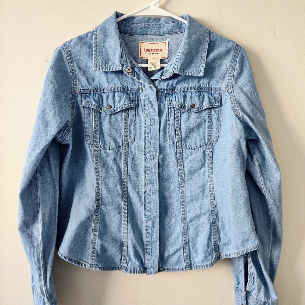 Lone Star Denim Long Sleeve Shirt Large 100% Cotton